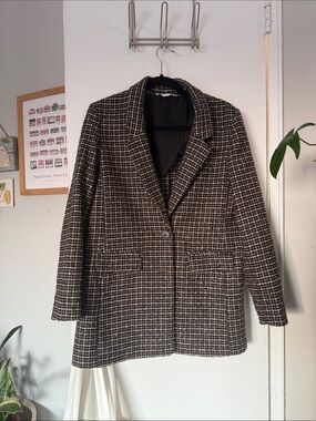 Old Navy Brown Plaid Single-Button Women's Blazer